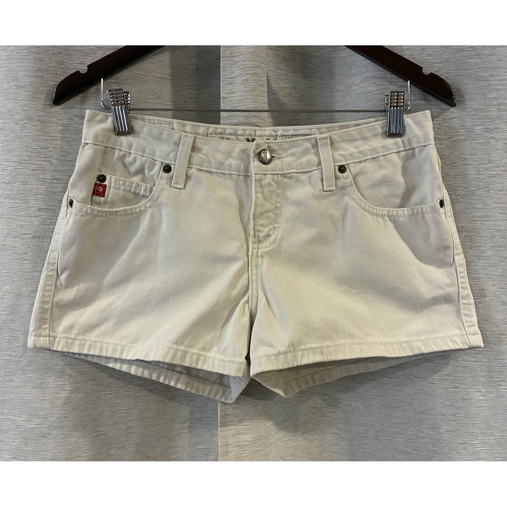 Vintage 90S Y2K Mudd Ivory Denim Shorts Size 9 Festival Hot pants